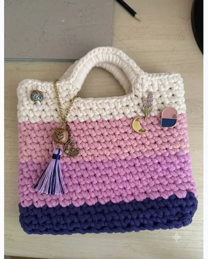 The Dusk tote in cream, blush, and navy ombre